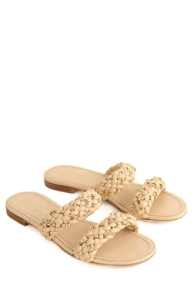 Sandales Chanel Beige en Cuir