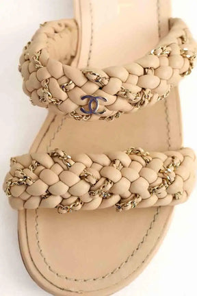 Sandales Chanel Beige en Cuir