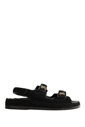 Sandales Chanel Noir en Tissu, taille 40 - Seconde Main