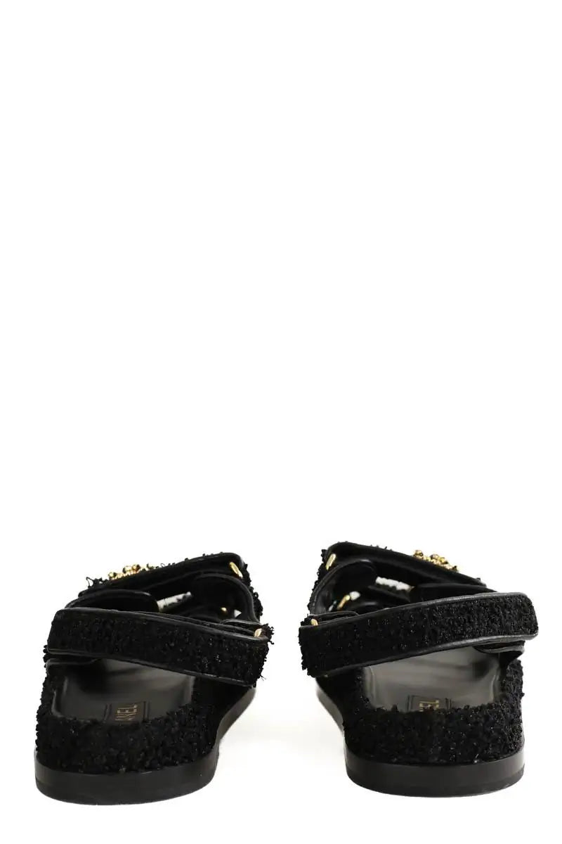 Sandales Chanel Noir en Tissu
