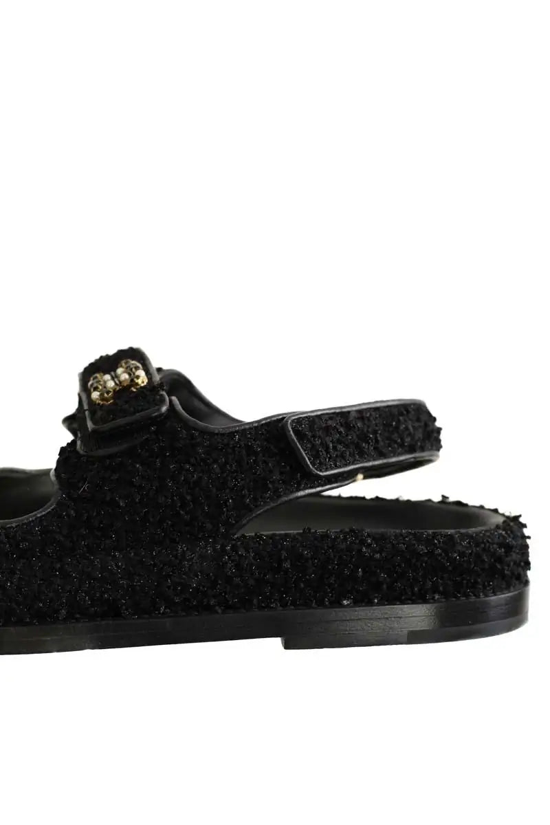 Sandales Chanel Noir en Tissu