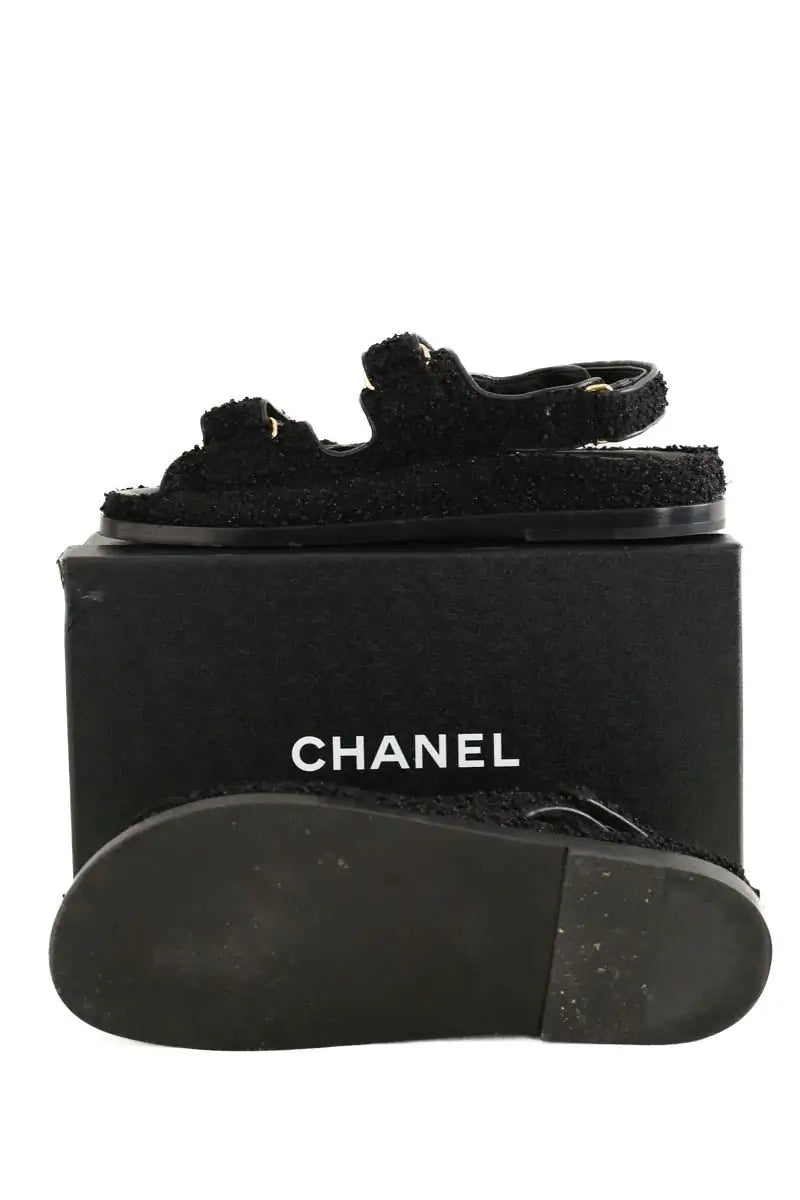 Sandales Chanel Noir en Tissu