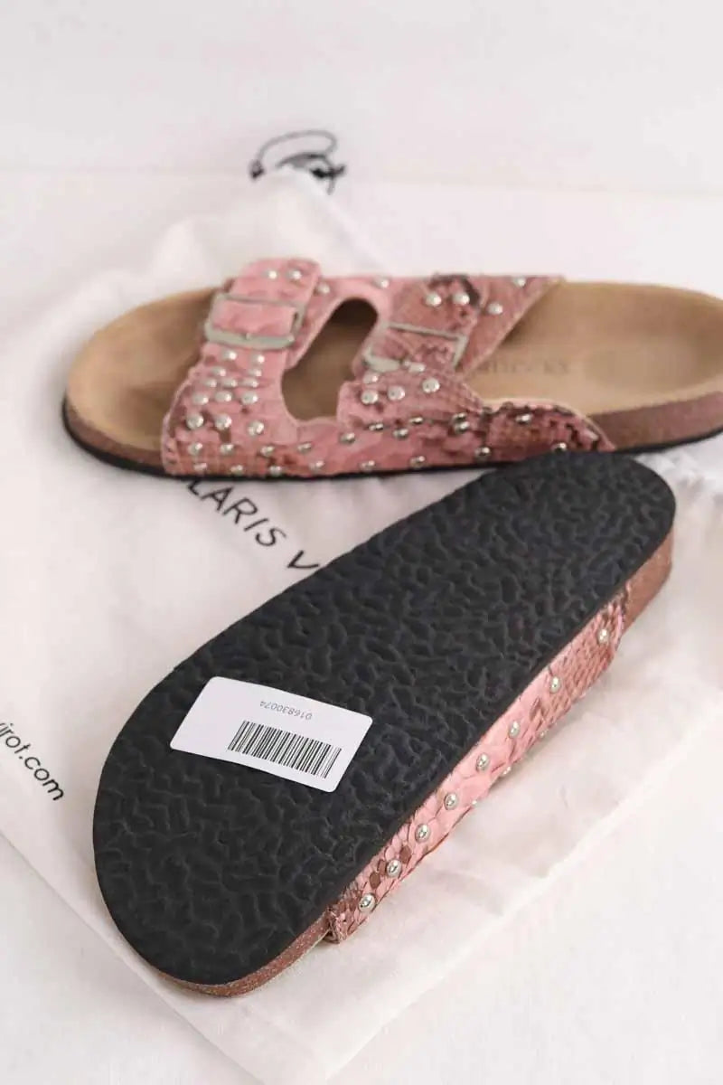 Sandales Claris Virot Rose en Cuirs exotiques