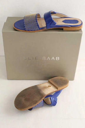 Sandales Elie Saab Bleu en Cuir