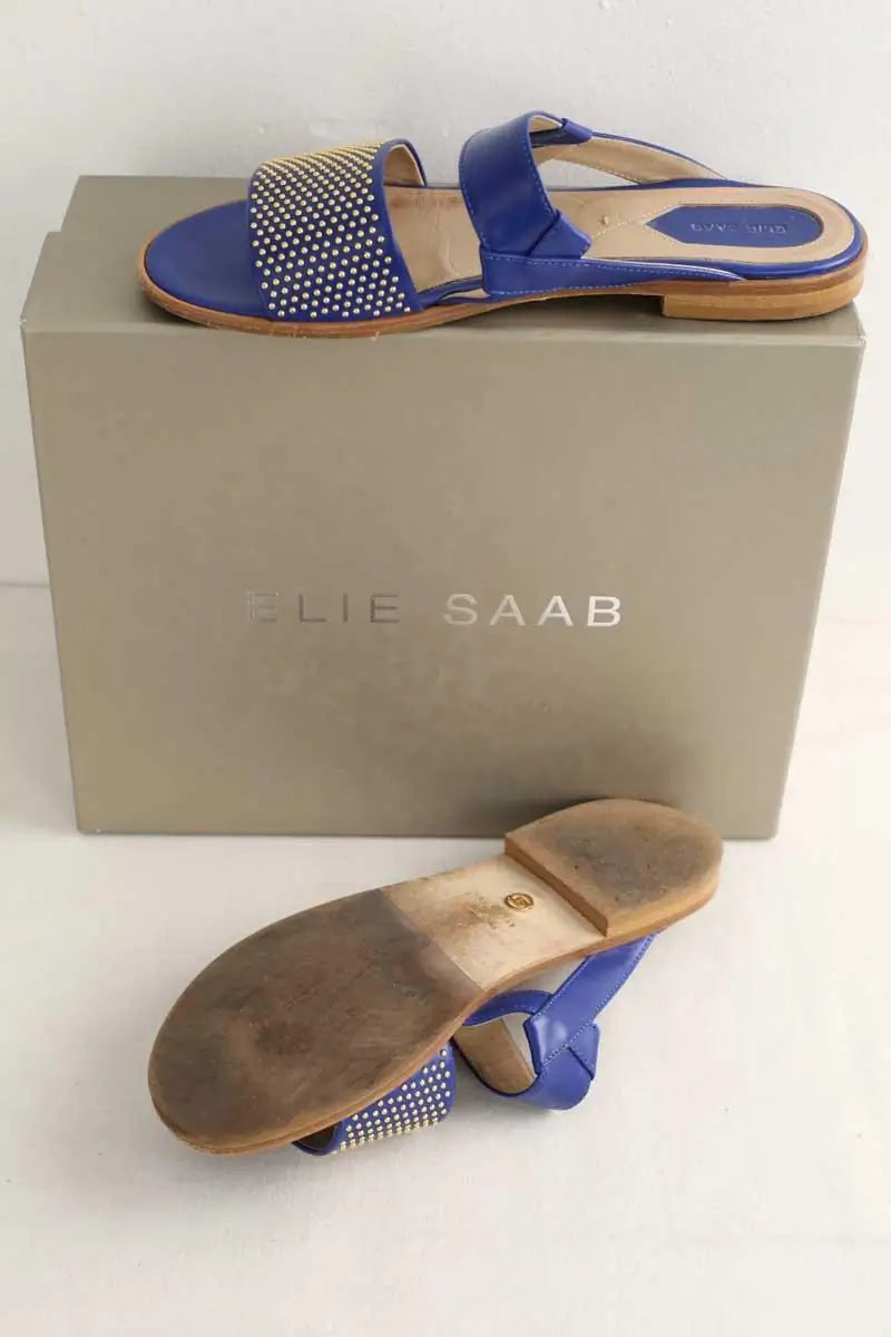 Sandales Elie Saab Bleu en Cuir