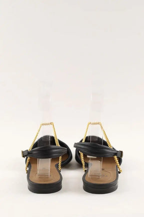 Sandales Fendi Slingback Flats Noir en Cuir