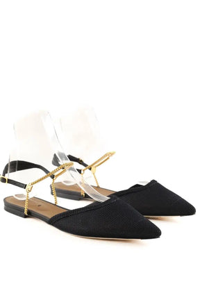 Sandales Fendi Slingback Flats Noir en Cuir