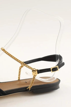 Sandales Fendi Slingback Flats Noir en Cuir