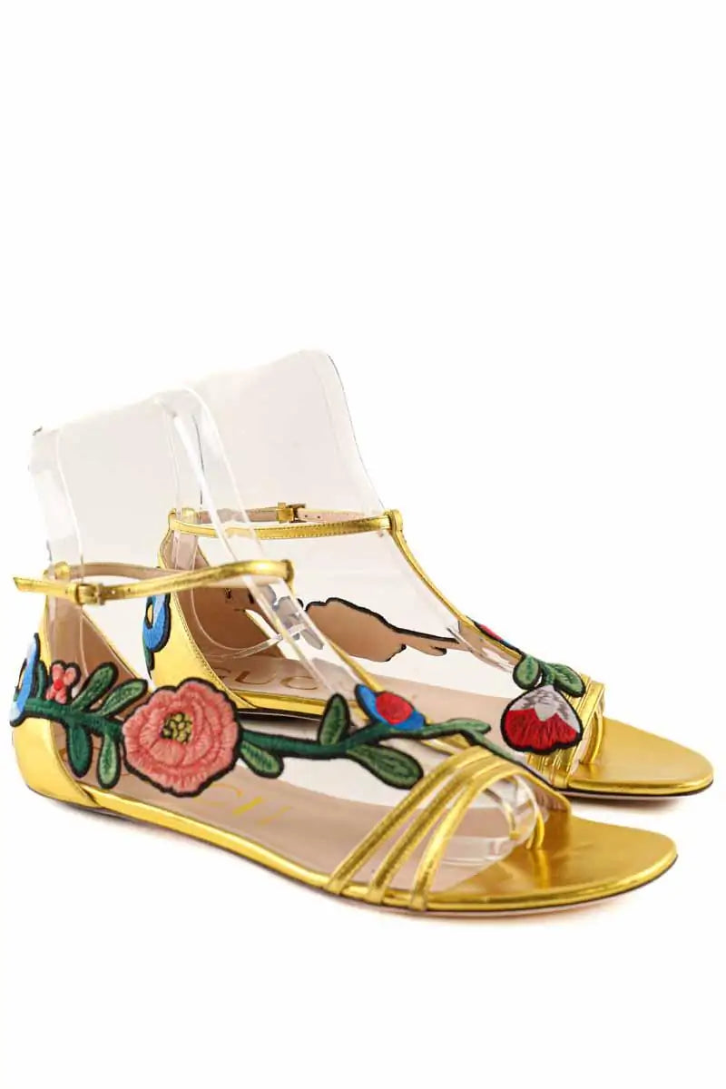Sandales Gucci Doré en Cuir