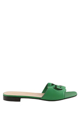 Sandales Gucci Mules à motif GG Vert en Cuir, taille 41 - Seconde Main