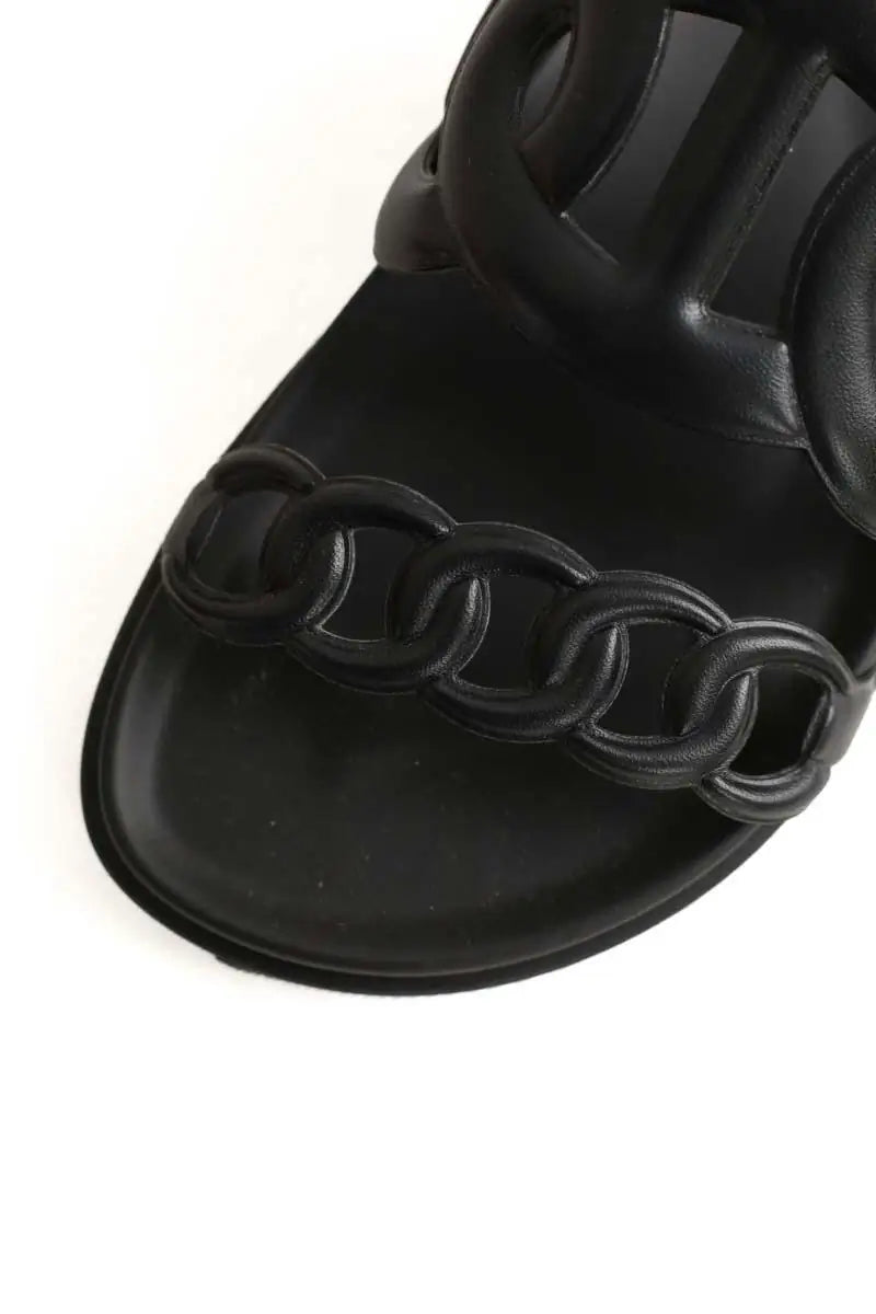 Sandales Hermès Extra Noir en Cuir