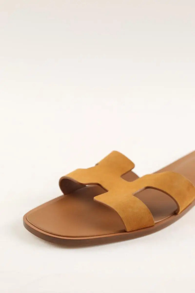Sandales Hermès Oran Camel en Cuir