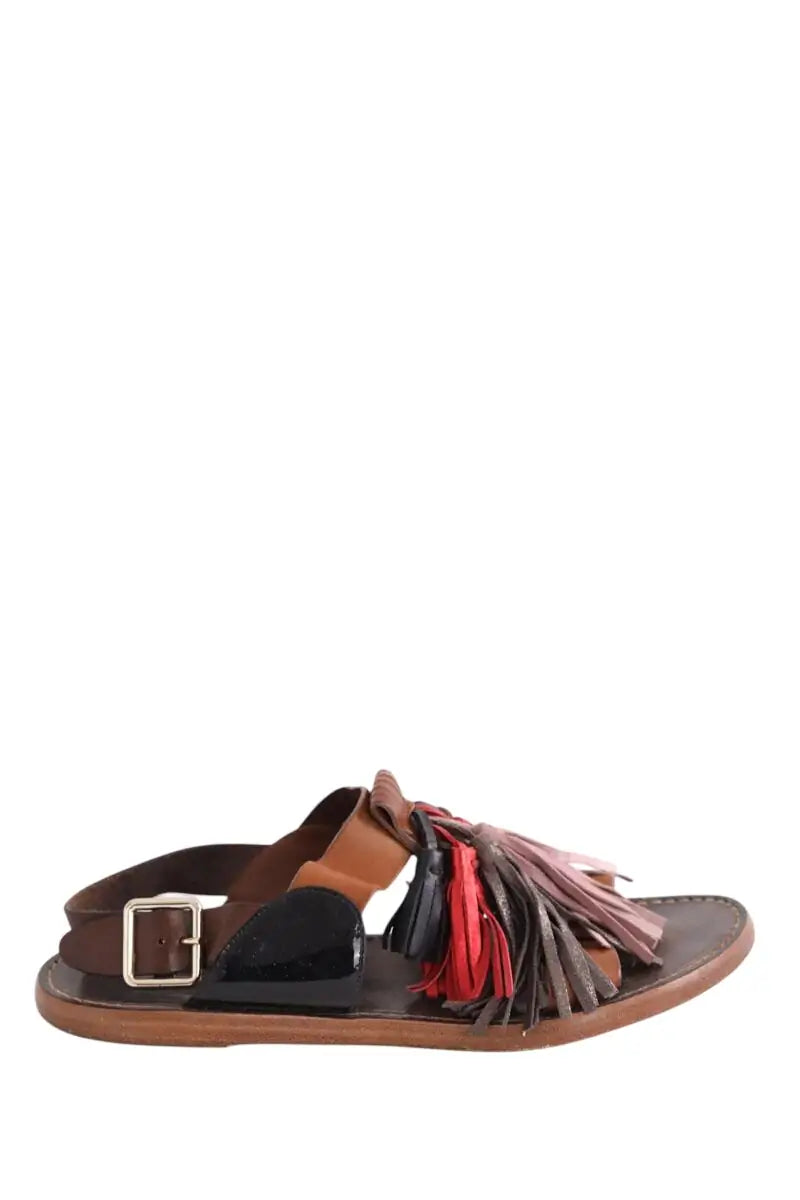 Sandales Isabel Marant Étoile pompons sandals Marron en Cuir, taille 38 - Seconde Main