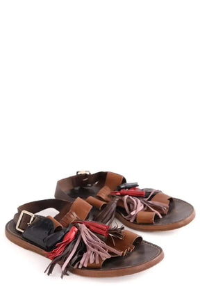 Sandales Isabel Marant Étoile pompons sandals Marron en Cuir