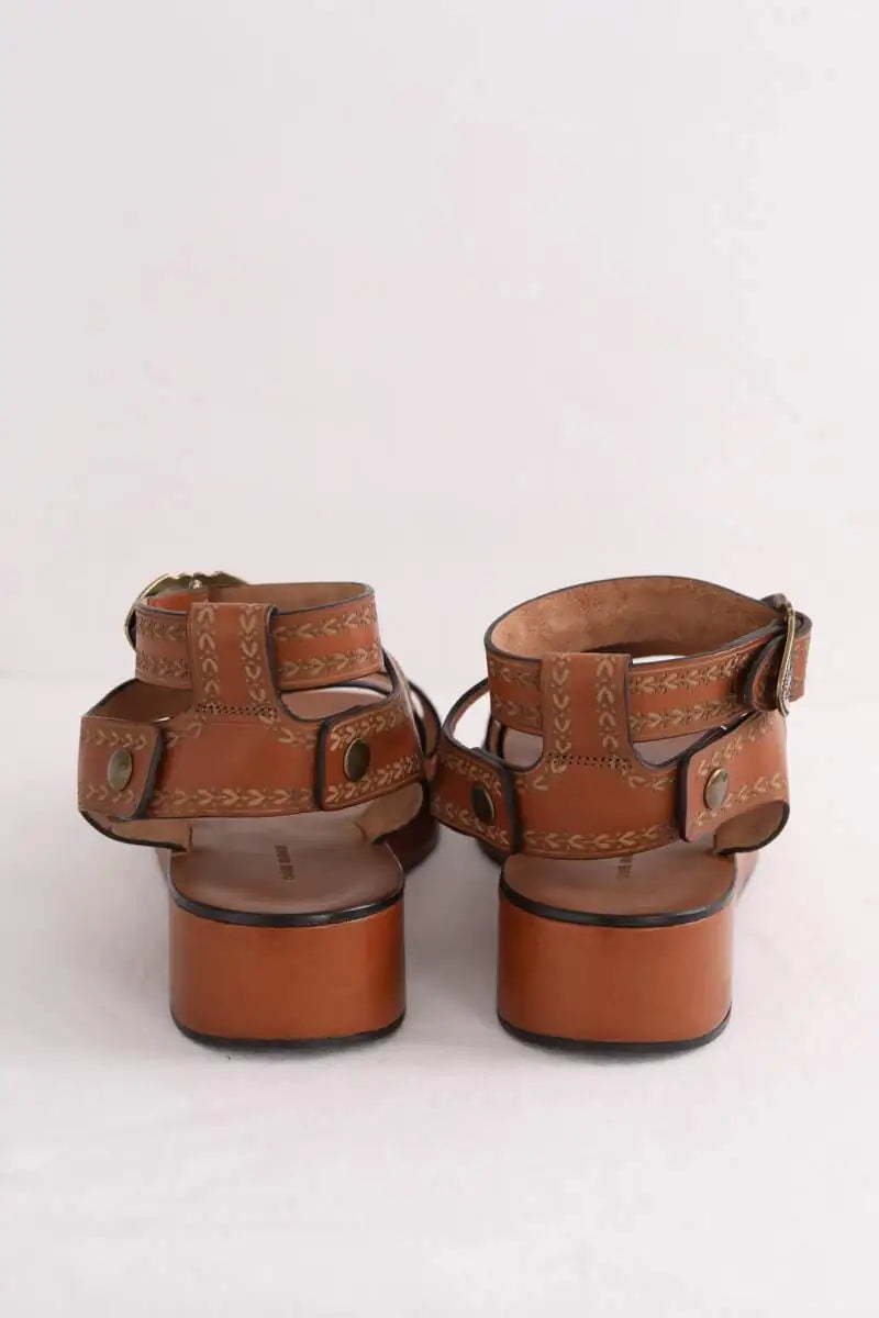 Sandales Isabel Marant Nuriee gladiator flatform Camel en Cuir