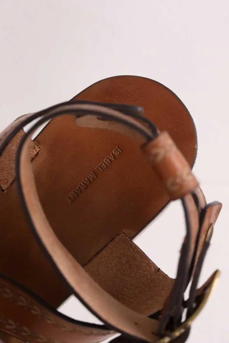 Sandales Isabel Marant Nuriee gladiator flatform Camel en Cuir