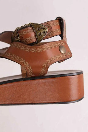 Sandales Isabel Marant Nuriee gladiator flatform Camel en Cuir