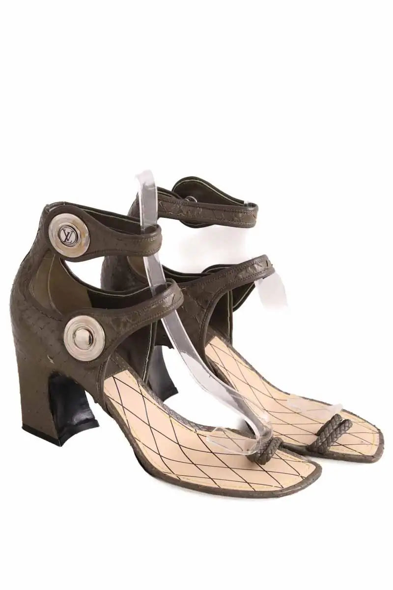 Sandales Louis Vuitton Kaki en Cuir