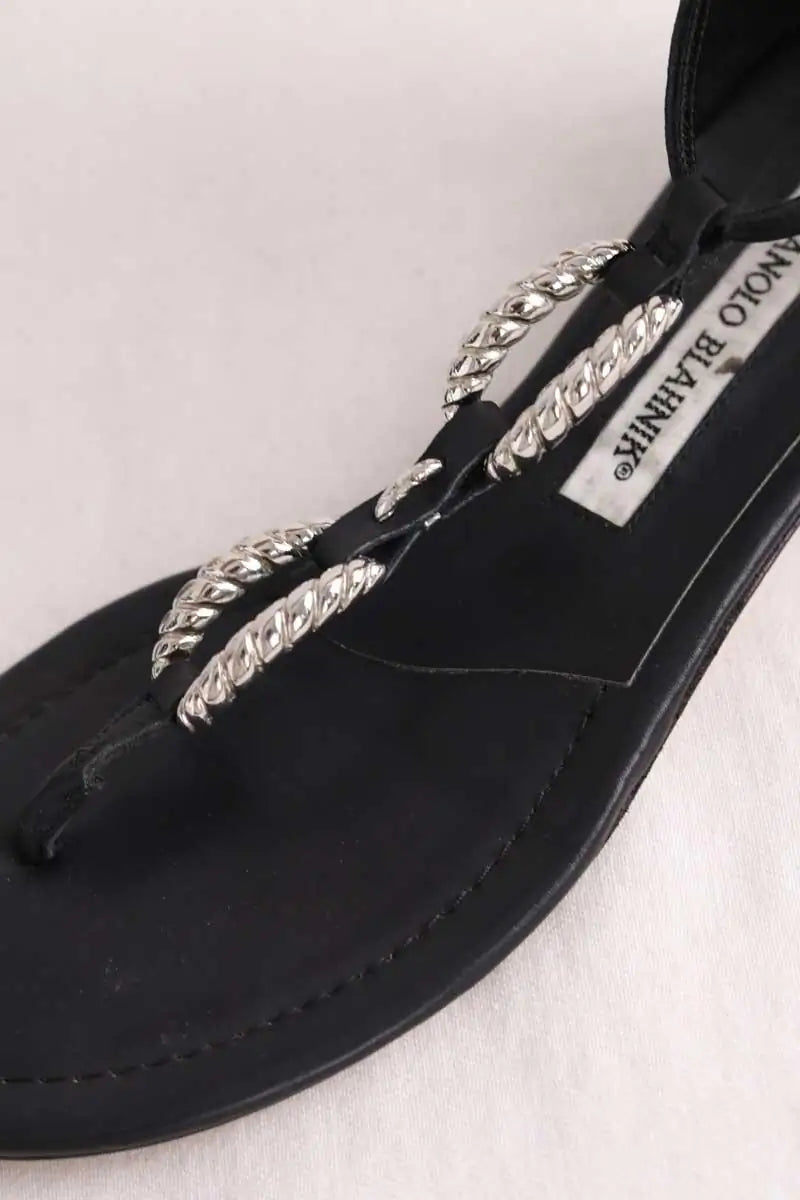 Sandales Manolo Blahnik Noir en Cuir