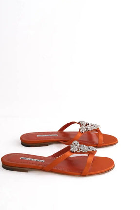 Sandales Manolo Blahnik Orange en Cuir