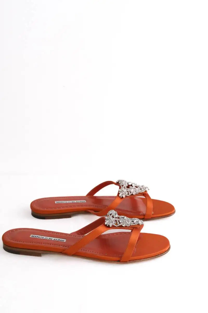 Sandales Manolo Blahnik Orange en Cuir