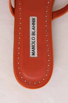 Sandales Manolo Blahnik Orange en Cuir