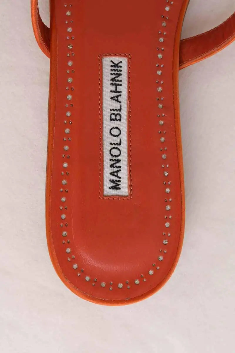 Sandales Manolo Blahnik Orange en Cuir