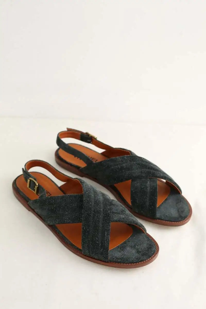 Sandales Michel Vivien Bleu en Daim