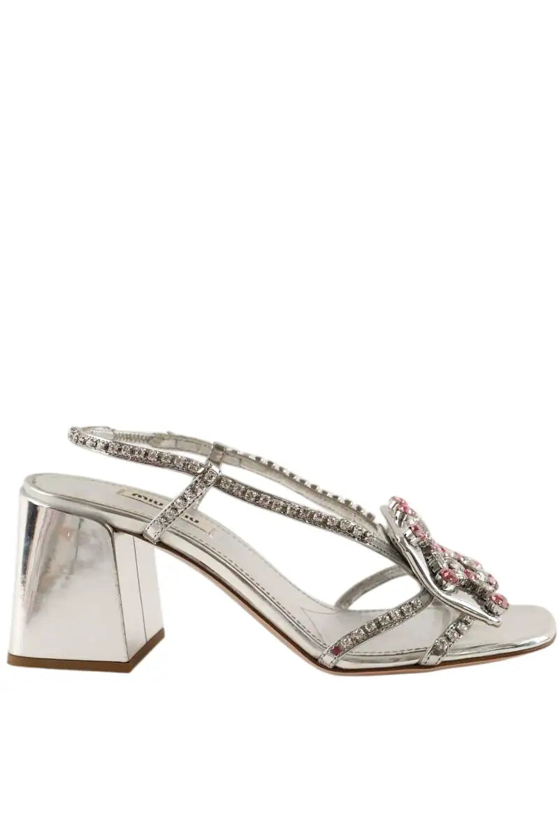 Sandales Miu Miu Argent en Cuir, taille 36 - Seconde Main