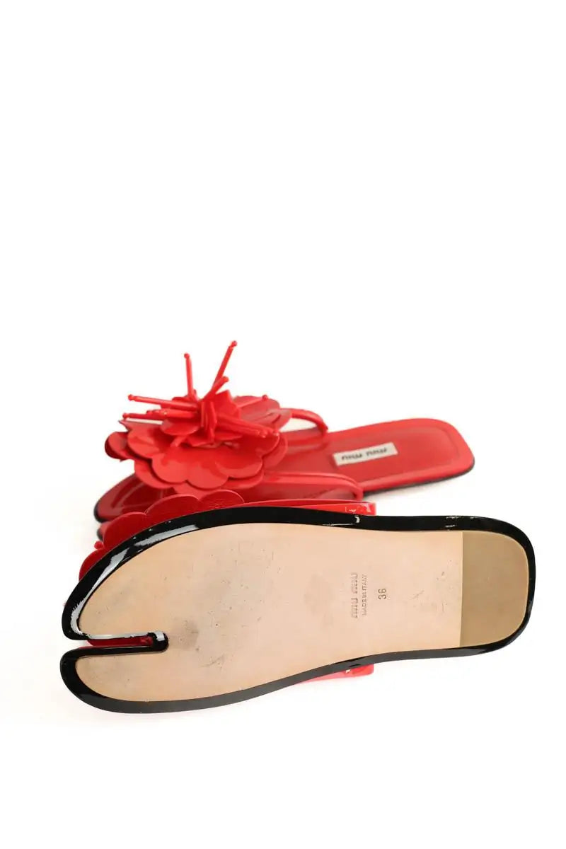 Sandales Miu Miu Rouge en Cuir