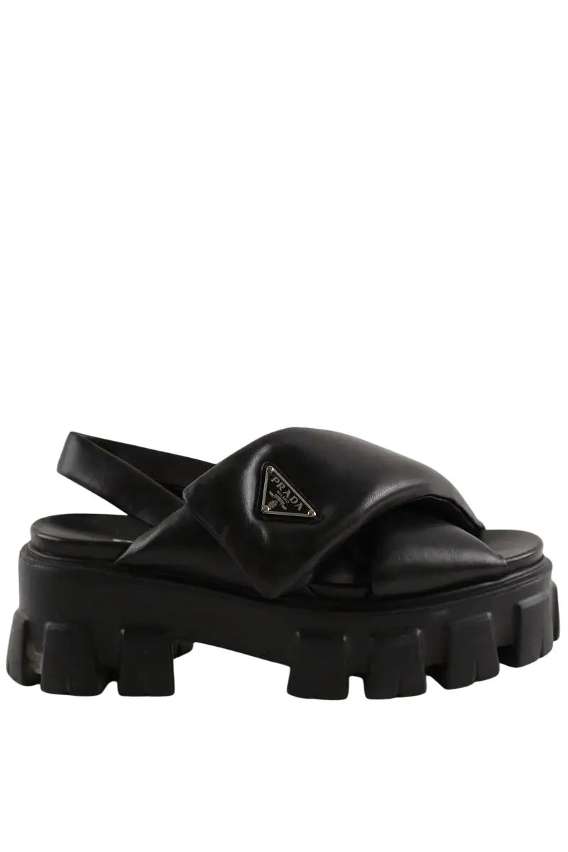 Sandales Prada Noir en Cuir, taille 35 - Seconde Main