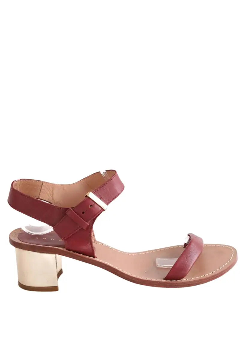 Sandales Sandro Bordeaux en Cuir, taille 39 - Seconde Main