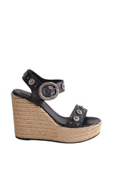 Sandales The Kooples Noir en Cuir, taille 36 - Seconde Main