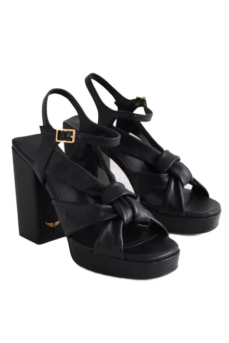 Sandales Zadig & Voltaire Forget me knot Noir en Cuir