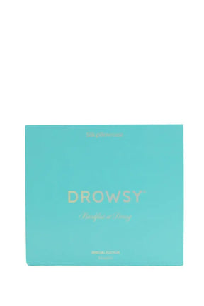 Scrunchie et taie d'oreiller soie Drowsy Sleep Co Breakfast at Drowsy Bleu en 