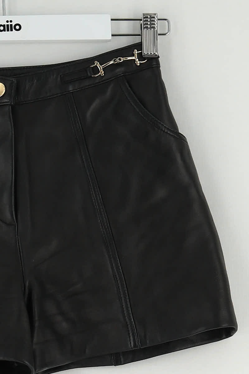 Short Maje Noir en Cuir