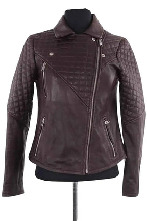 Veste Claudie Pierlot Bordeaux en Cuir, taille S - Seconde Main
