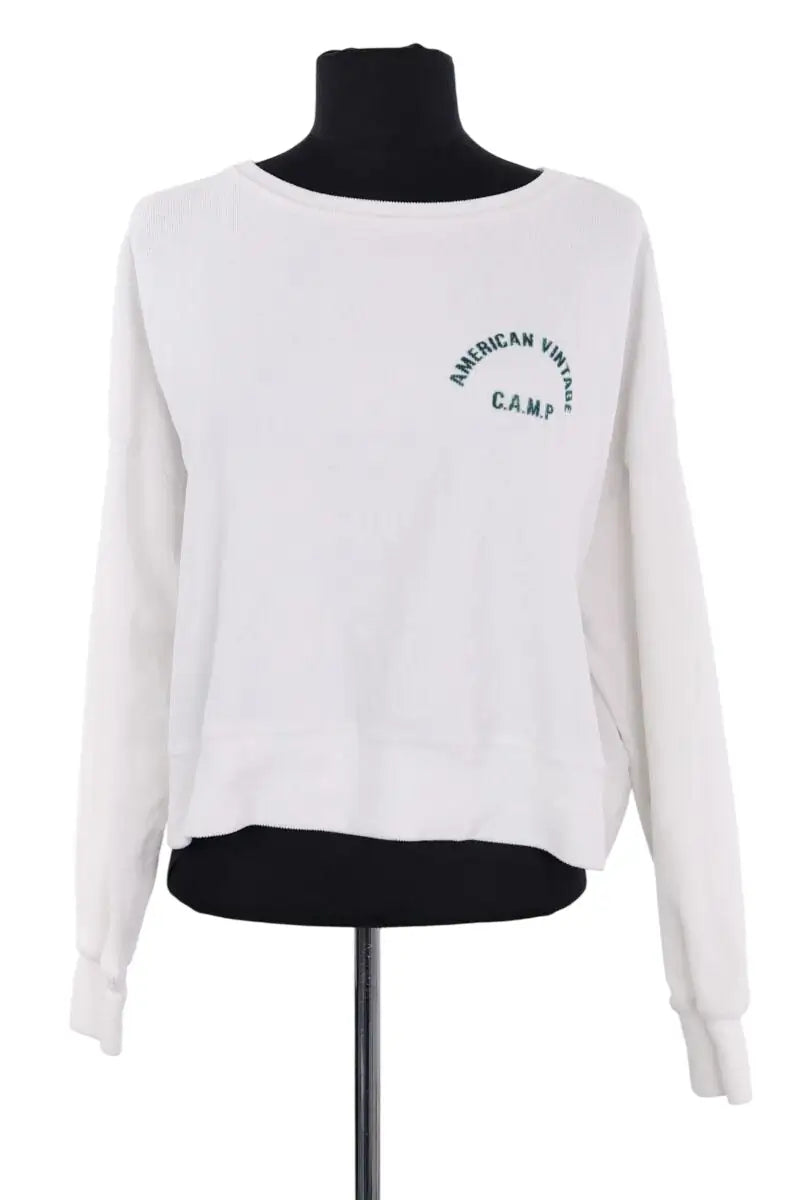 Sweatshirt American Vintage Blanc en Coton, taille XS - Seconde Main