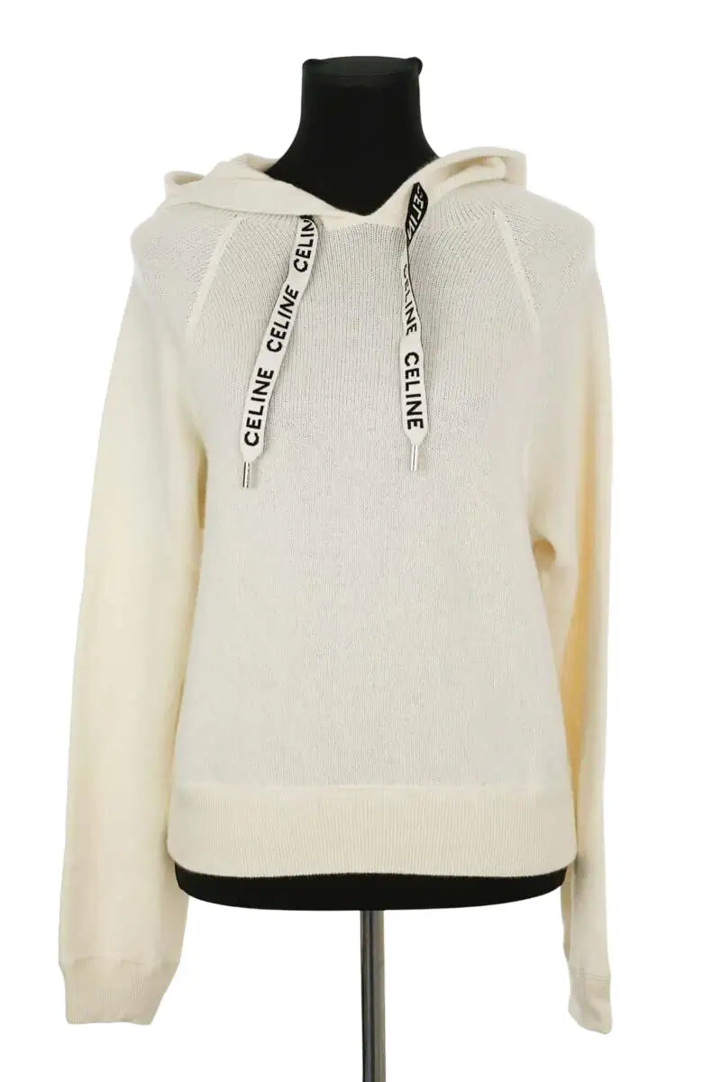 Sweatshirt Celine Blanc en Laine, taille S - Seconde Main