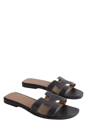 Sandales Oran Hermès ORAN Noir en Cuir