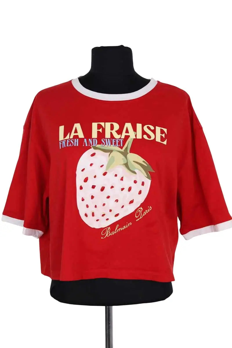 T-shirt Balmain Rouge en Coton, taille L - Seconde Main