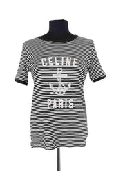 T-shirt Celine Anchor Noir en Coton, taille S - Seconde Main