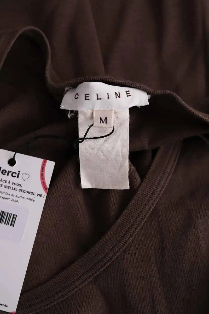 T-shirt Celine Marron en Coton