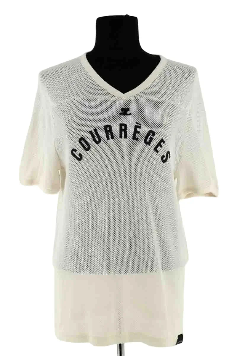 T-shirt Courrèges Beige en Coton, taille S - Seconde Main
