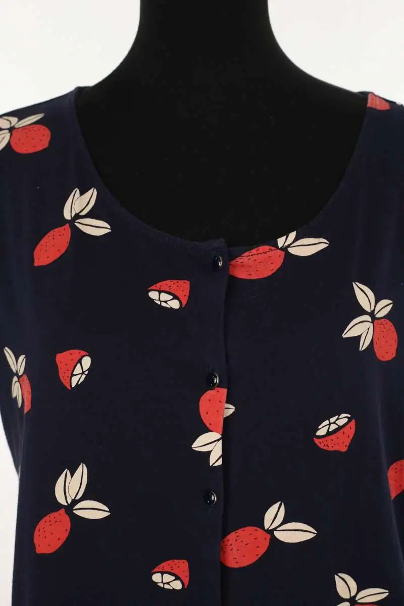 T-shirt Des Petits Hauts Marine en Coton