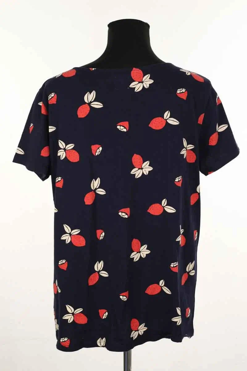 T-shirt Des Petits Hauts Marine en Coton