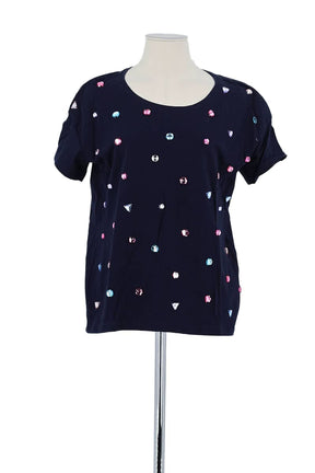 T-shirt Des Petits Hauts Marine en Coton, taille M - Seconde Main