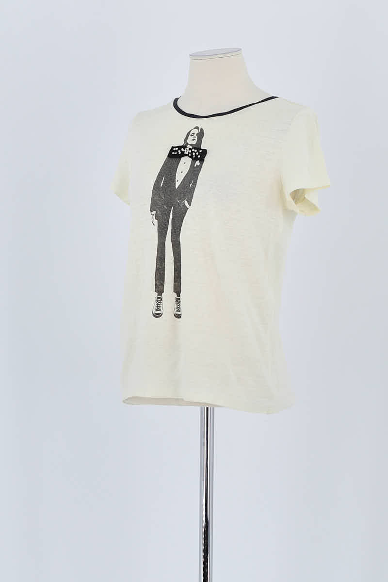 T-shirt Maje Beige en Lin