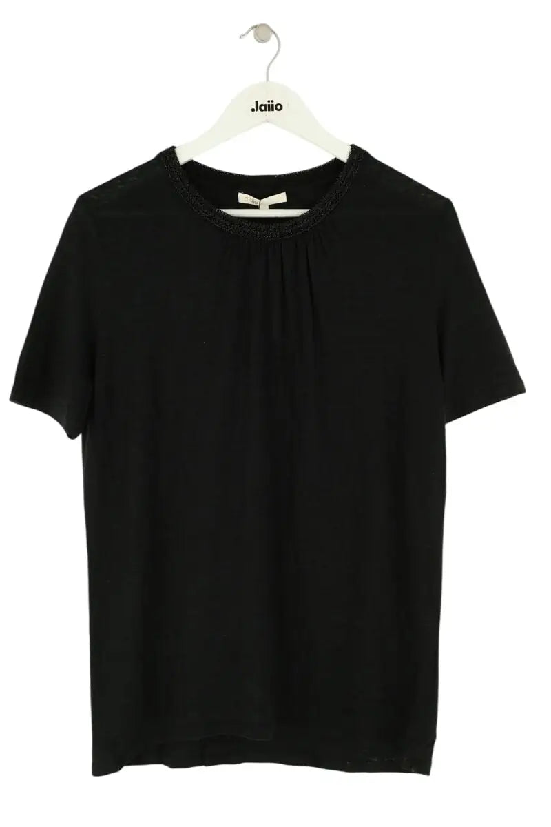 T-shirt Maje Noir en Lin, taille L - Seconde Main