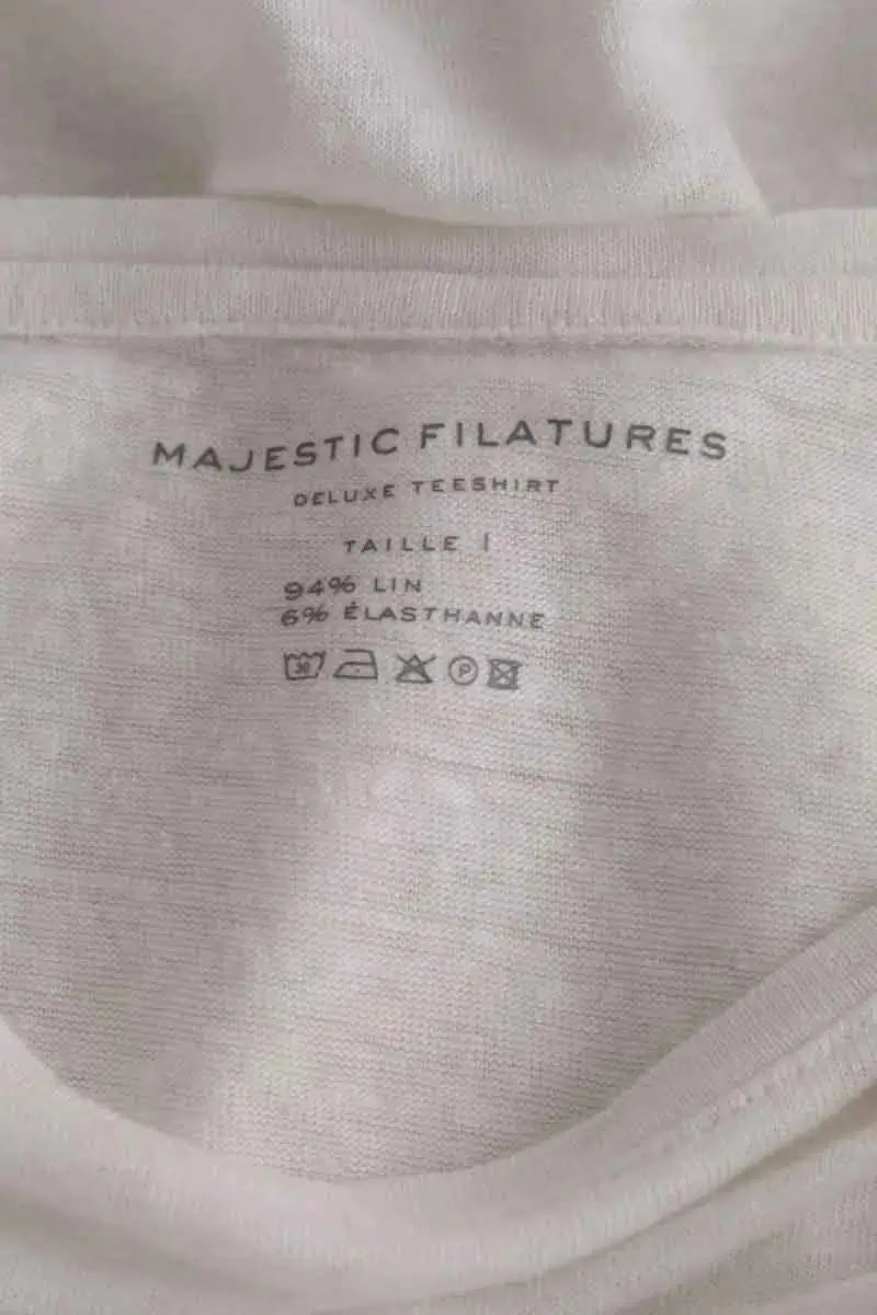 T-shirt Majestic Filatures Blanc en Lin